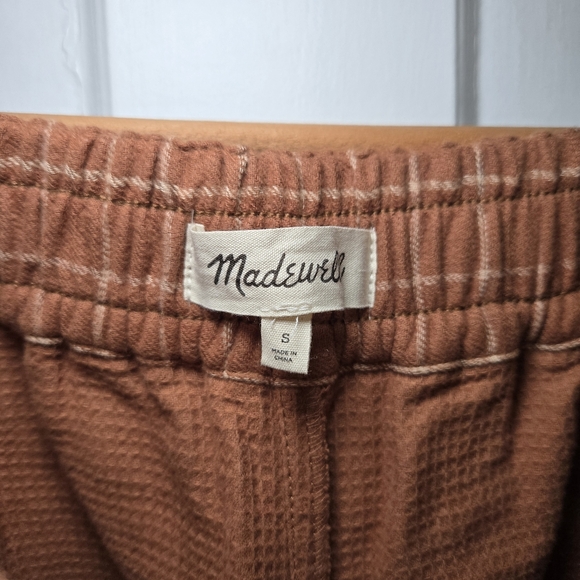 Madewell Waffleback‎ Pull-On High-Rise Tapered Pants Windowpane Brown Size S - Picture 7 of 14